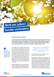 PDF Themenblatt: Bleib am Leben! Suizide verhindern PDF Themenblatt: Bleib am Leben! Suizide verhindern