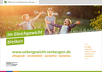 Postkarte Infokarte Internetseite www.uebergewicht-vorbeugen.de